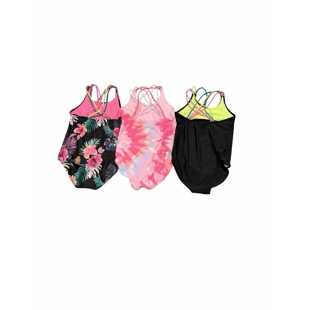 JUSTICE Teen Girls 16 One Piece Swimsuit Bathing Suit Lot Bundle Floral Tie Dye